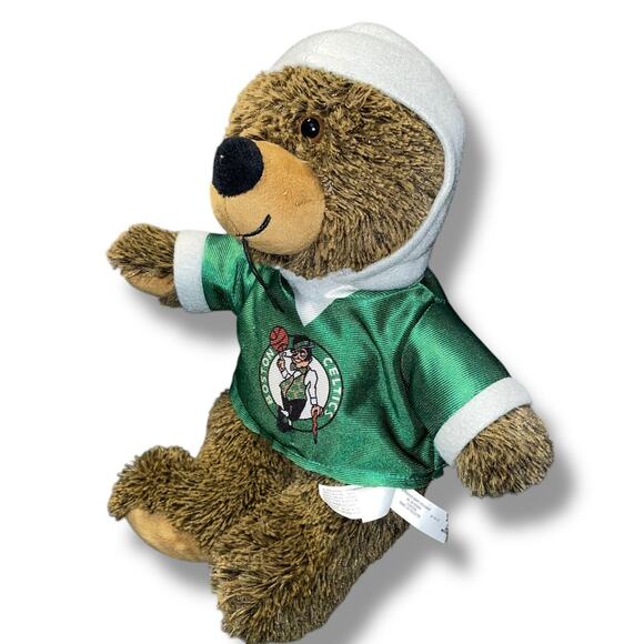 Boston Celtics Teddy Bear Plush Hoodie 14" T-Shirt NBA Basketball Fan Baby Gift - Picture 11 of 11